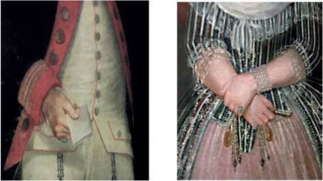 Detalles de la paleta utilizada por José María Guerrero en los retratos de los condes Pérez Gálvez