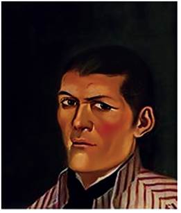 Detalle del retrato al óleo