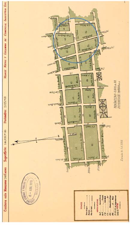 La Ciudad de México dividida en cuarteles y manzanas. Cuartel 2. Manzana Núm. 58-72