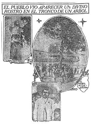 El pueblo vio aparecer un divino rostro en el tronco de un árbol