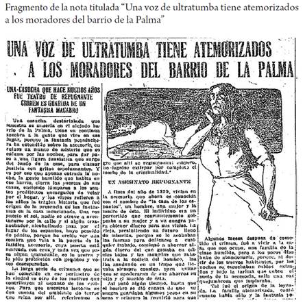 Fragmento de la nota titulada “Una voz de ultratumba tiene atemorizados a los moradores del barrio de la Palma”
